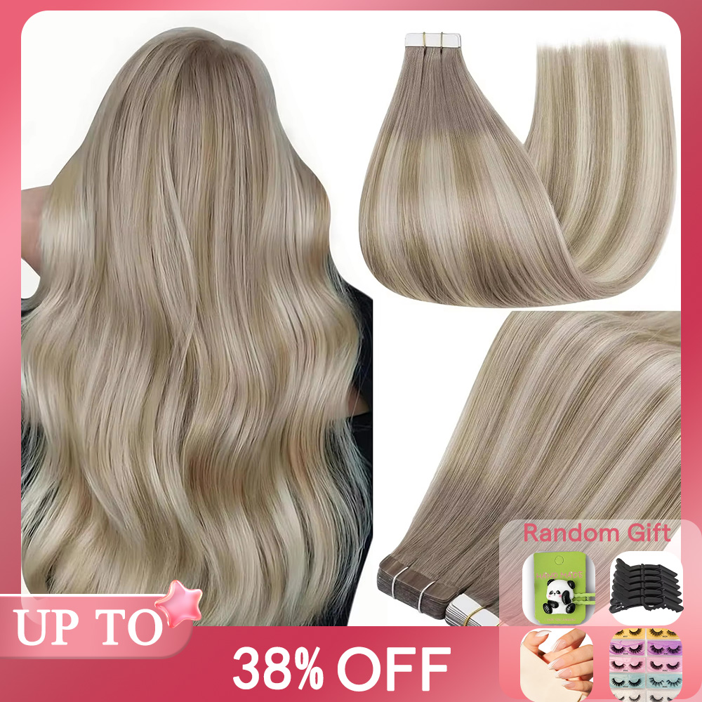Invisible Tape In Extensions Real Hair - Cinta de brillo completo en extensiones