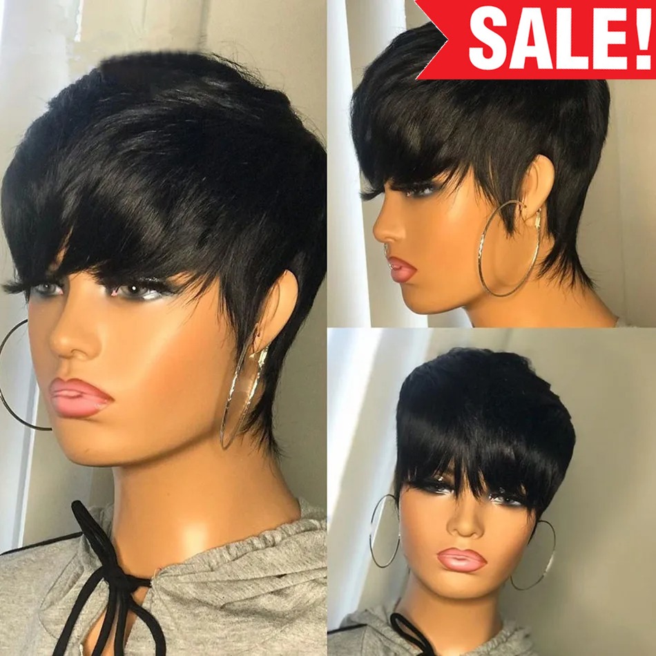 Short Pixie Cut Wig Human Hair Cheap - Pelucas de cabello humano corto, corte
