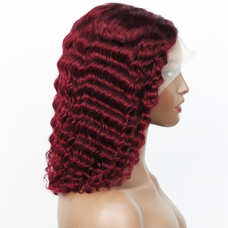 Peluca corta de color burdeos  - Pre Parted 13X4 Lace Front Bob Wig reseña y precio