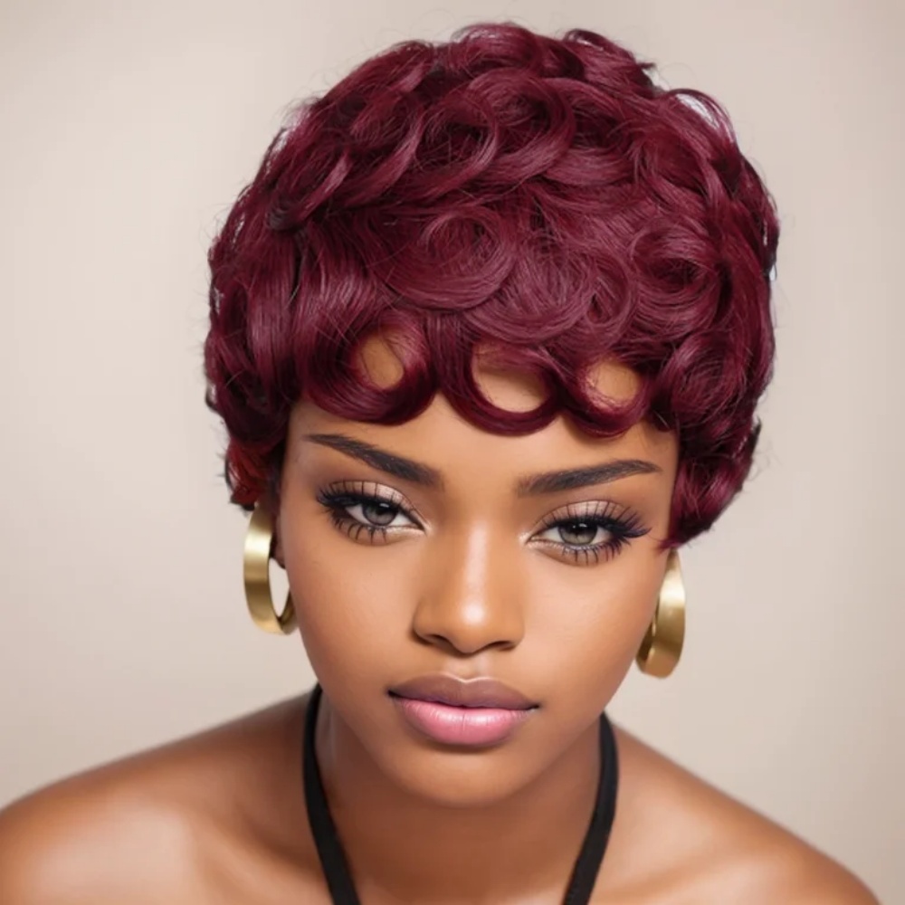 Peluca de corte Pixie 99J, pel - Short Pixie Cut Wig Human Hair Cheap reseña y precio