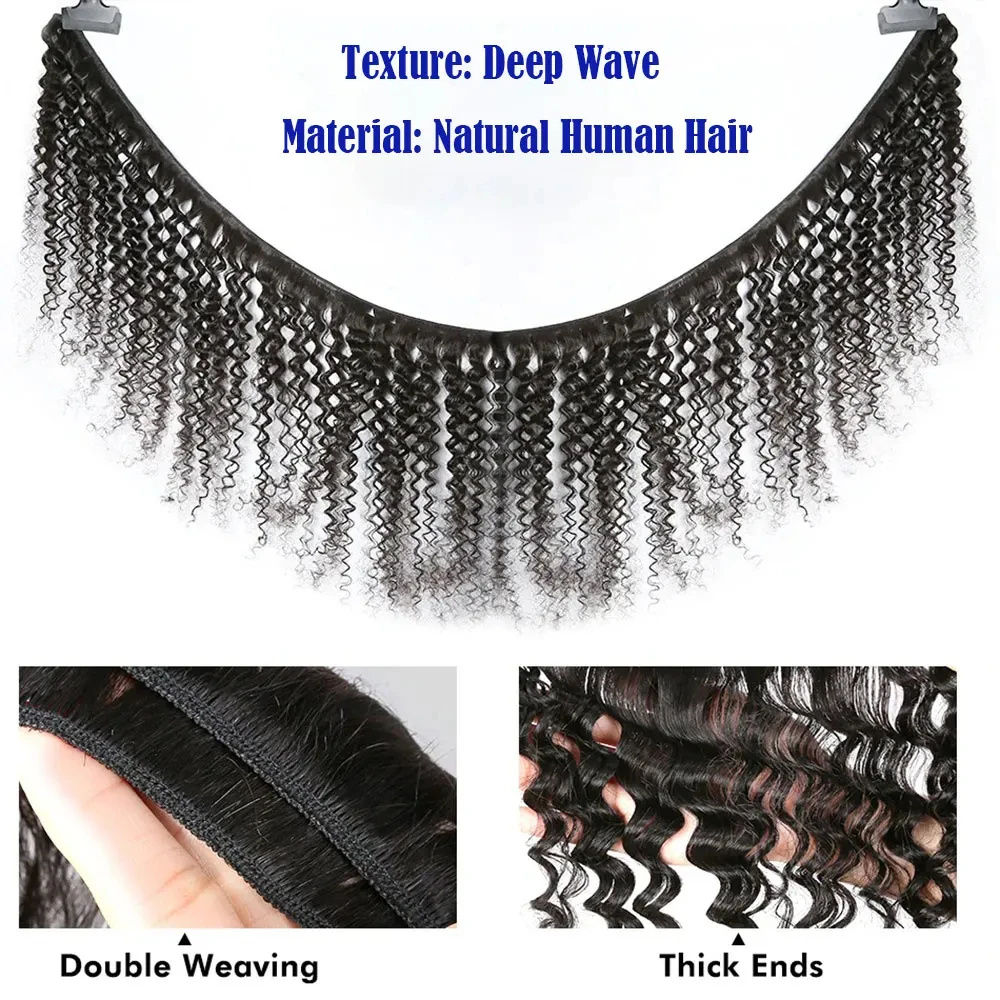 Extensiones de Cabello Humano  - Deep Wave 3 Bundles With Closure reseña y precio