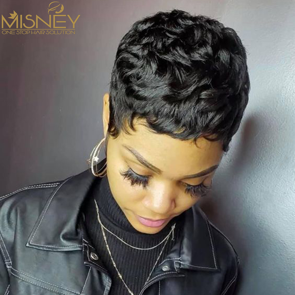 Pelucas de cabello humano liso - Short Pixie Cut Wig Human Hair Cheap reseña y precio
