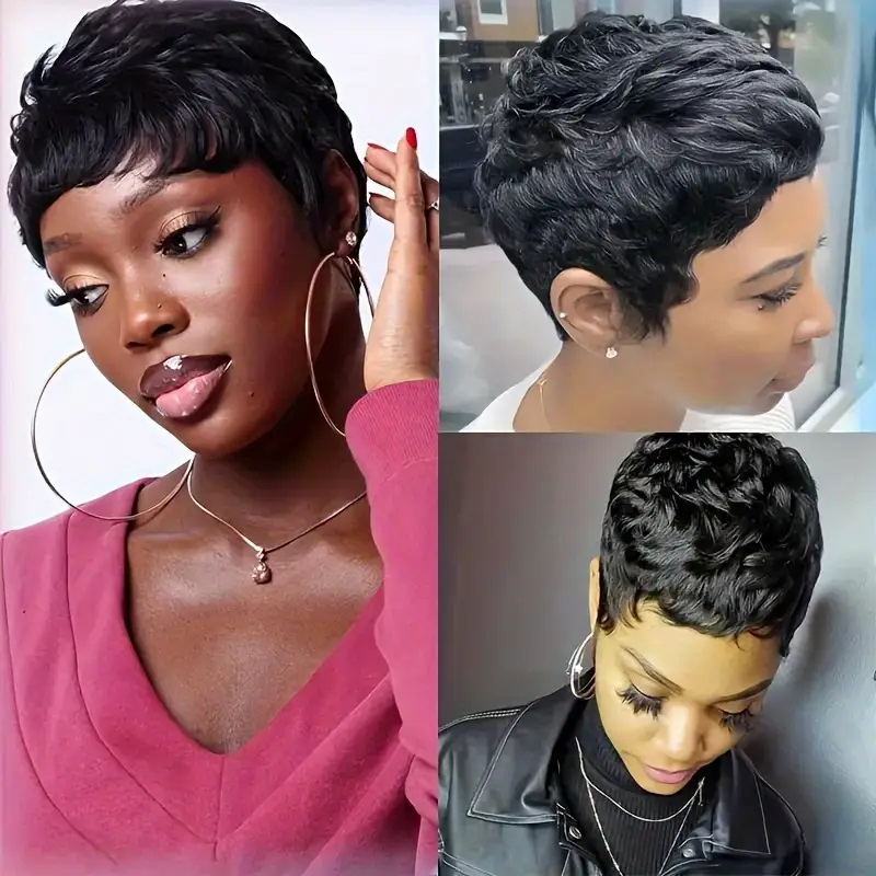 Pelucas de cabello humano liso - Short Pixie Cut Wig Human Hair Cheap reseña y precio