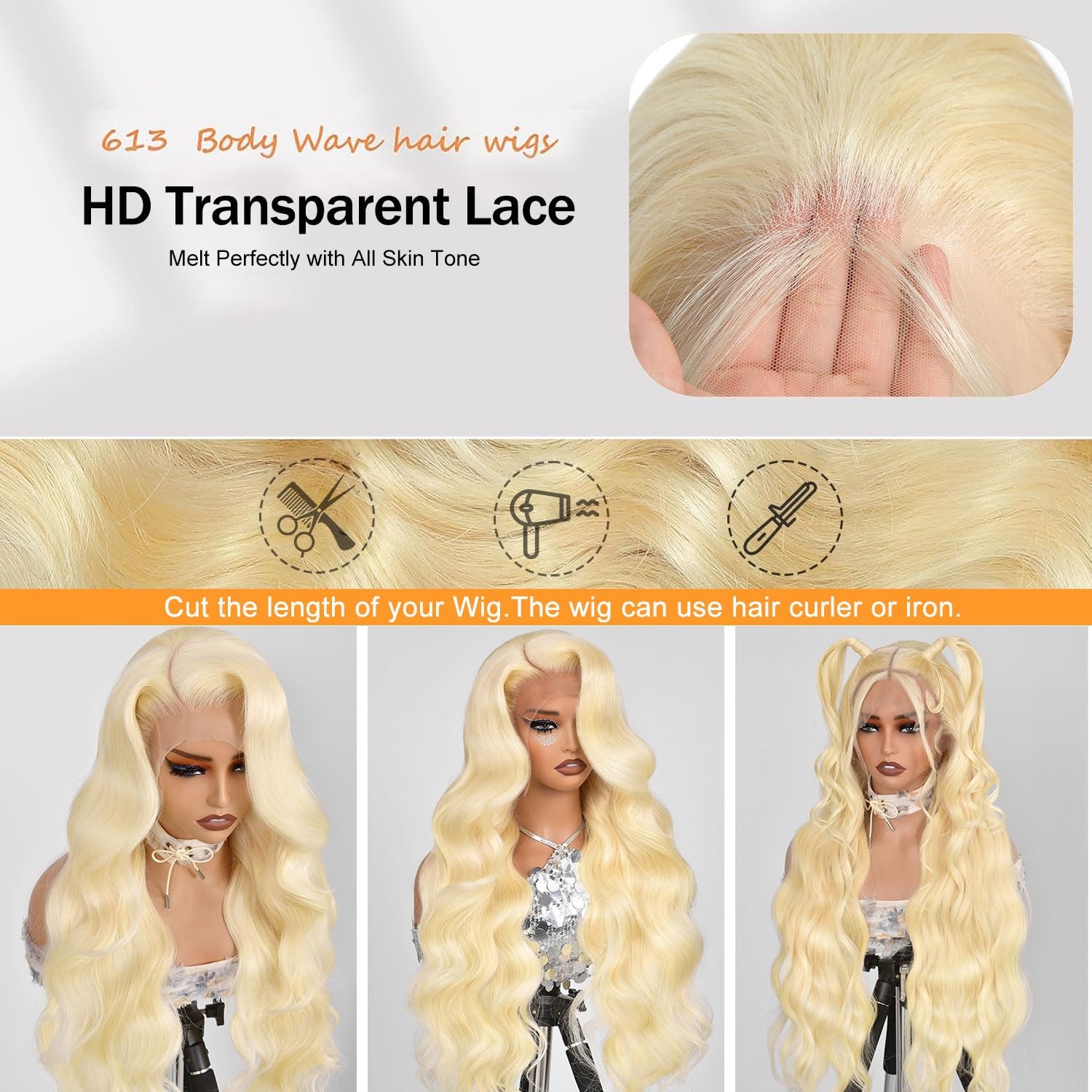 Peluca frontal de encaje 13x4  - 613 Blonde Body Wave Lace Front Wig reseña y precio