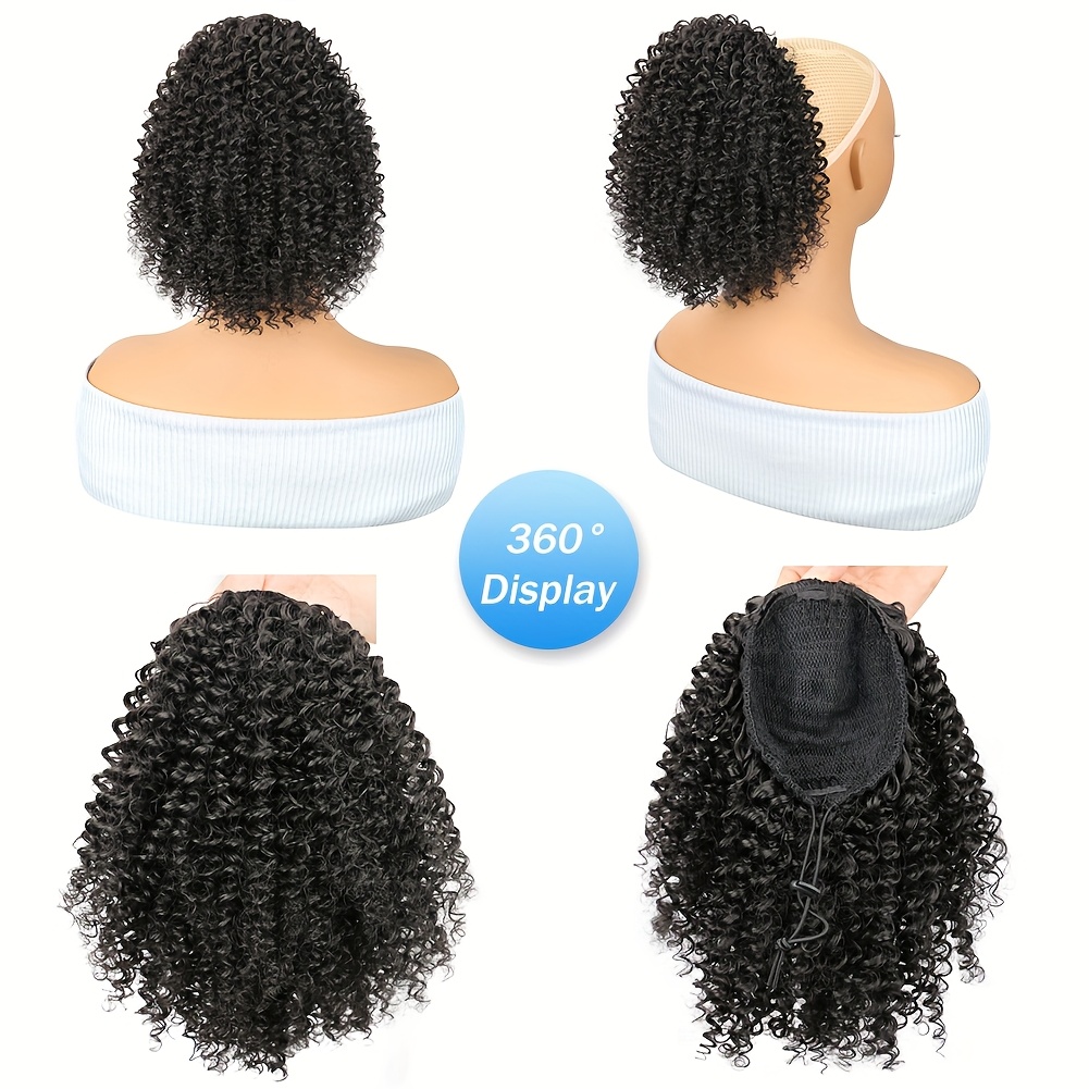 Extensiones de cabello sintéti - Drawstring Afro Curly Puff Ponytail reseña y precio