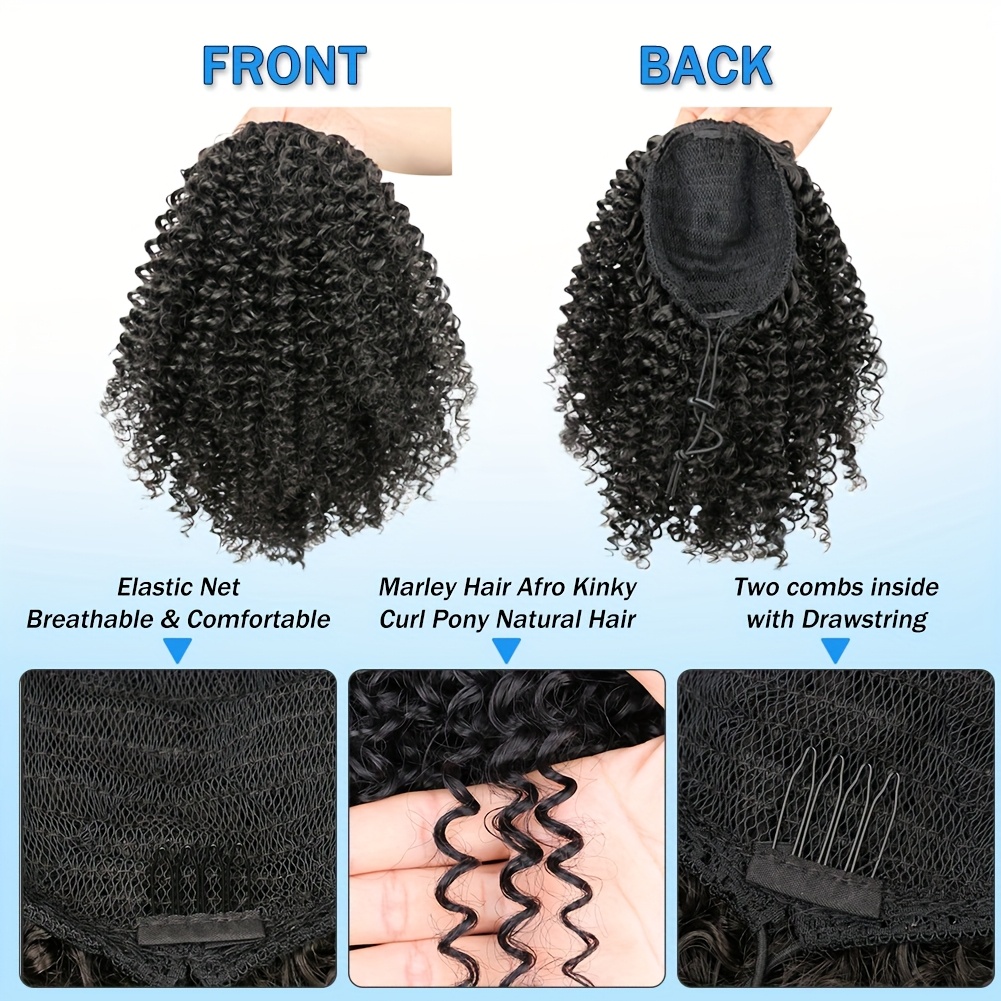 Extensiones de cabello sintéti - Drawstring Afro Curly Puff Ponytail reseña y precio