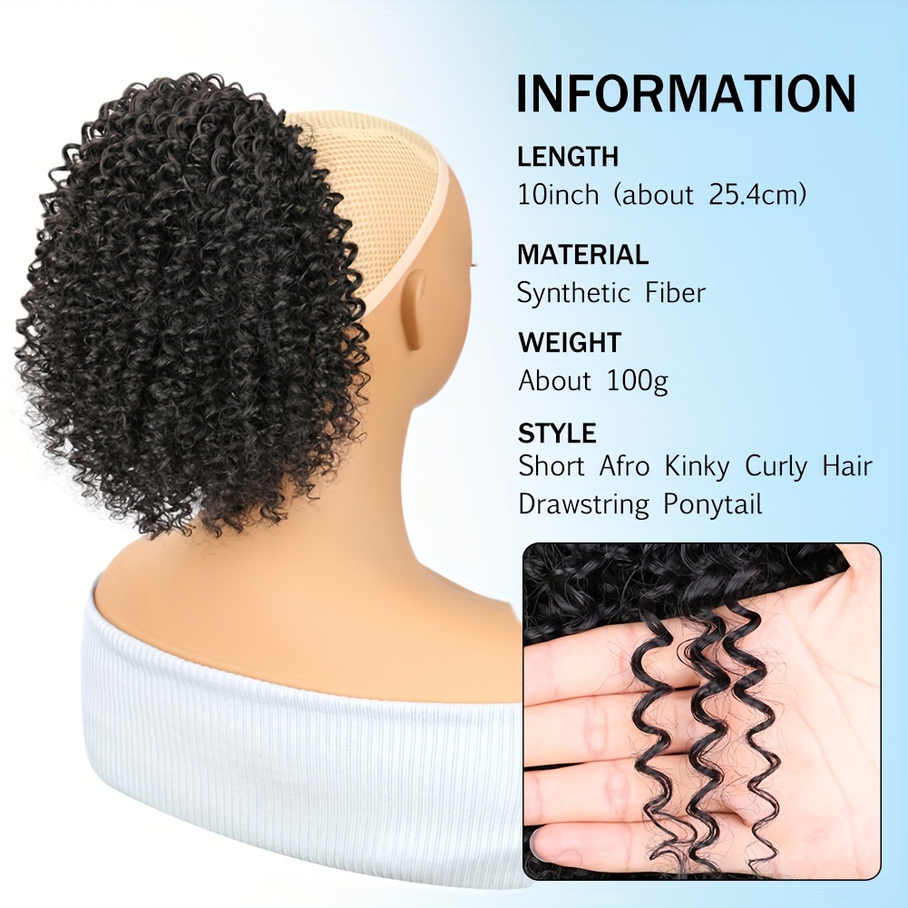 Extensiones de cabello sintéti - Drawstring Afro Curly Puff Ponytail reseña y precio