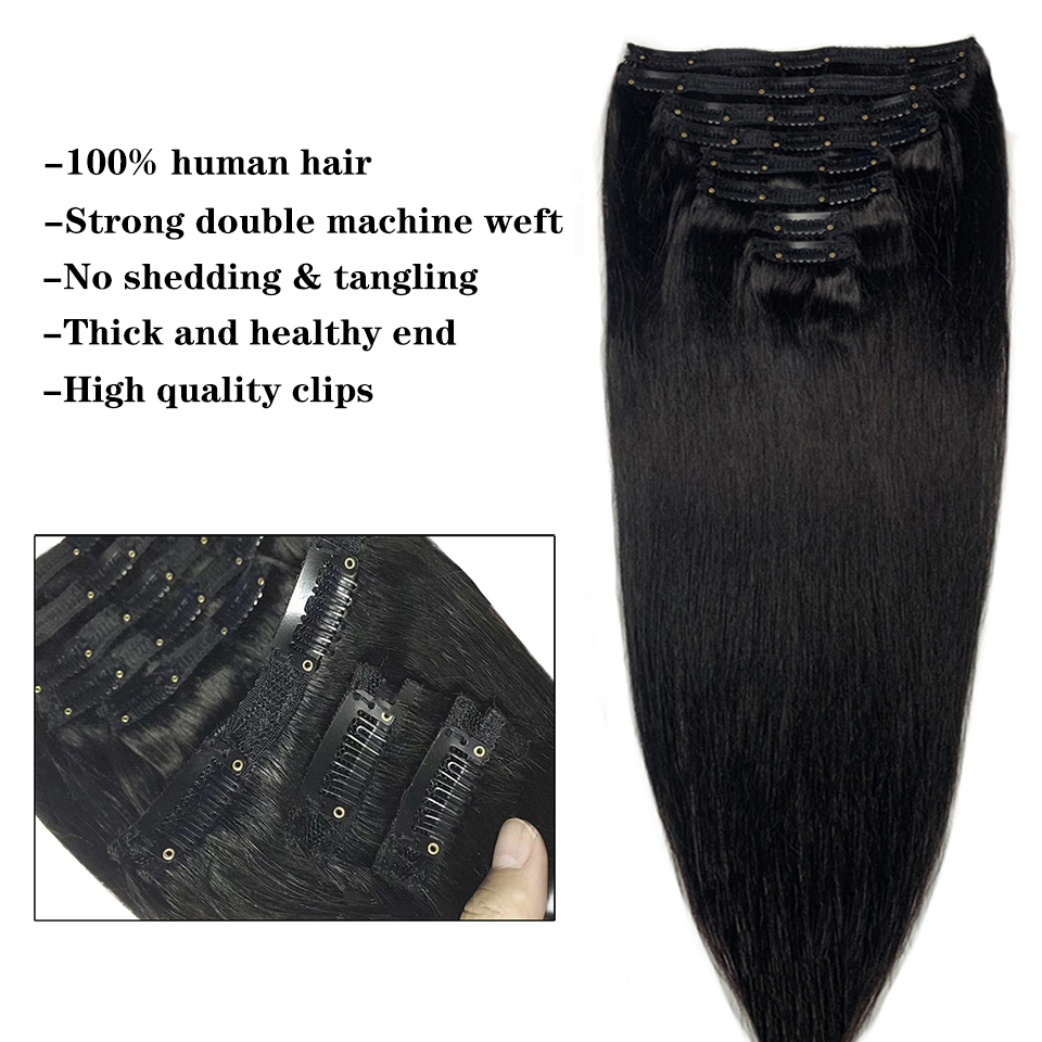 Extensiones de cabello con cli - Seamless Clip In Hair Extensions Human Hair reseña y precio